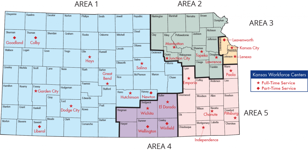 Map of Kansas Workforce Centers