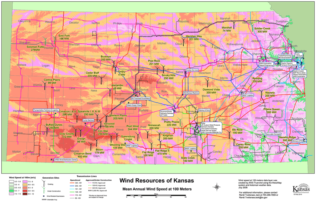 Map of Kansas wind resources