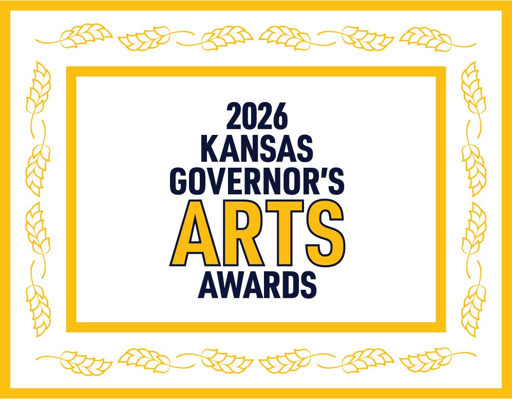 Text stating 2026 Kansas Governor's Arts Awards surrounded by a yellow wheat motif