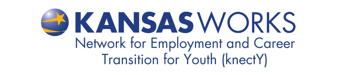 KANSASWORKS Network for Employment and Career Transition for Youth (knectY) logo demonstrating affiliation with the KANSASWORKS system. 