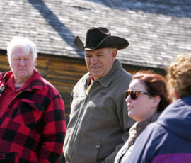 Individuals chatting at the Pony Express Byway dedication event.
