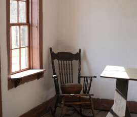 Interior of an old station house.