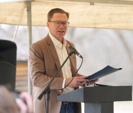 Lt. Governor David Toland hold the proclamation affirming the Pony Express Byway.
