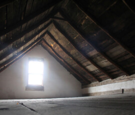 The attic of an old house.